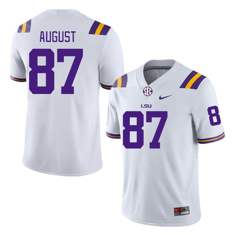 Men #87 Joey August LSU Tigers College Football Jerseys Stitched-White